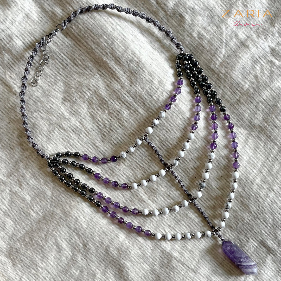 Necklace AMETHYST, HOWLITE, HEMATITE