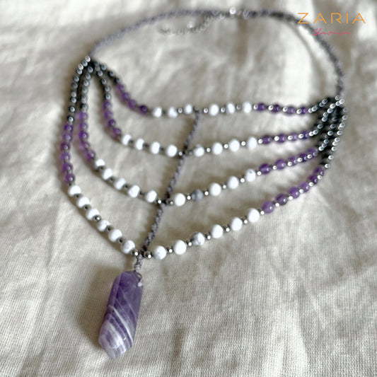 Necklace AMETHYST, HOWLITE, HEMATITE