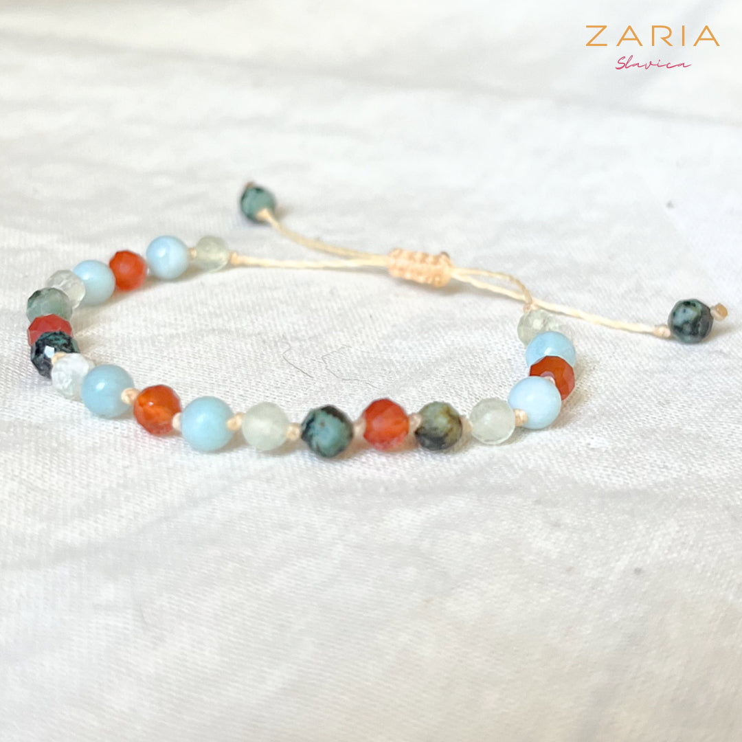 Children’s Bracelet CARNELIAN, AMAZONITE, PREHNITE, AFRICAN TURQUOISE