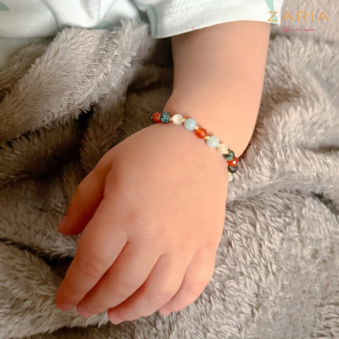 Children’s Bracelet CARNELIAN, AMAZONITE, PREHNITE, AFRICAN TURQUOISE