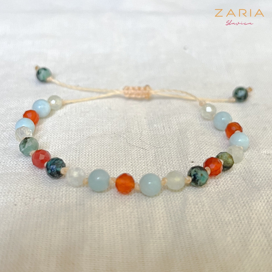 Children’s Bracelet CARNELIAN, AMAZONITE, PREHNITE, AFRICAN TURQUOISE